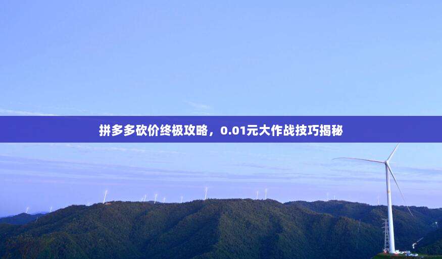 拼多多砍价终极攻略，0.01元大作战技巧揭秘