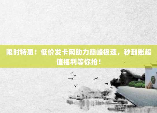 限时特惠！低价发卡网助力巅峰极速，秒到账超值福利等你抢！