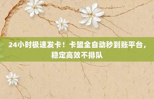 24小时极速发卡！卡盟全自动秒到账平台，稳定高效不排队
