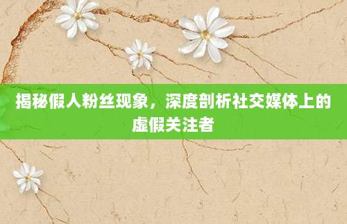 揭秘假人粉丝现象，深度剖析社交媒体上的虚假关注者