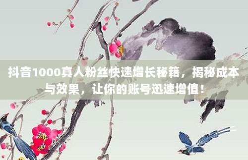 抖音1000真人粉丝快速增长秘籍，揭秘成本与效果，让你的账号迅速增值！