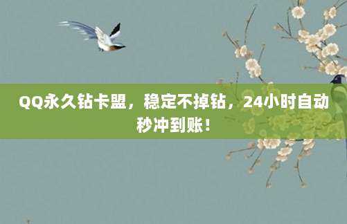 QQ永久钻卡盟，稳定不掉钻，24小时自动秒冲到账！
