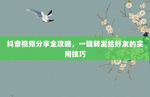 抖音视频分享全攻略，一键转发给好友的实用技巧