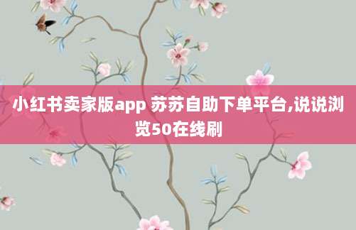 小红书卖家版app 苏苏自助下单平台,说说浏览50在线刷